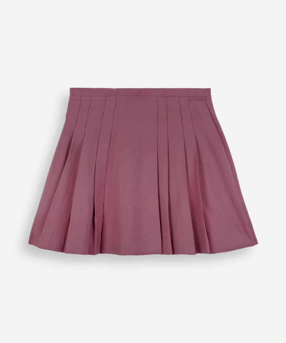 saia infantil plissada de viscose com lacinho roxa