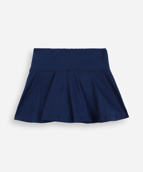 shorts saia infantil evasê liso azul