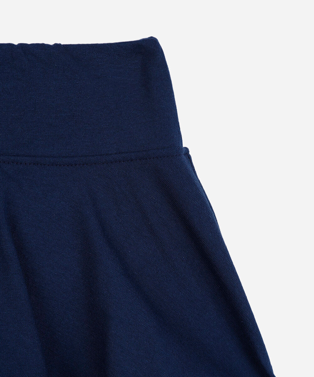 shorts saia infantil evasê liso azul