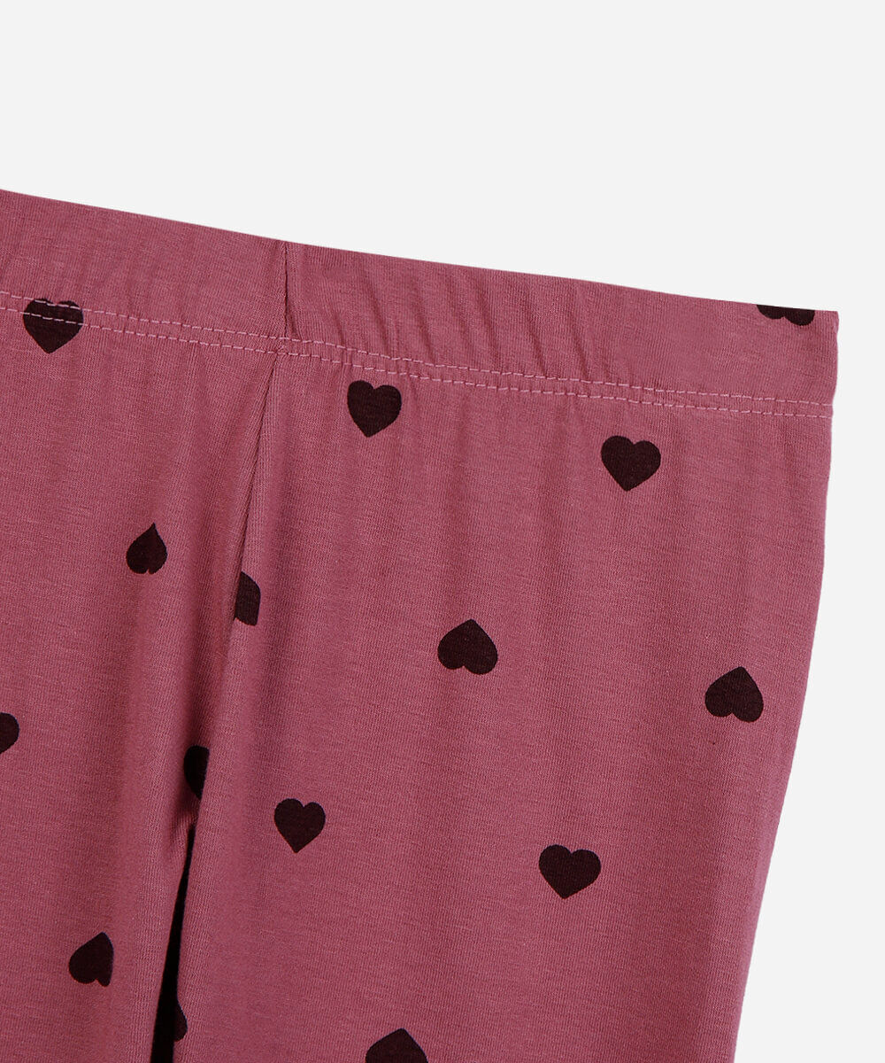 calça legging infantil de algodão corações vinho
