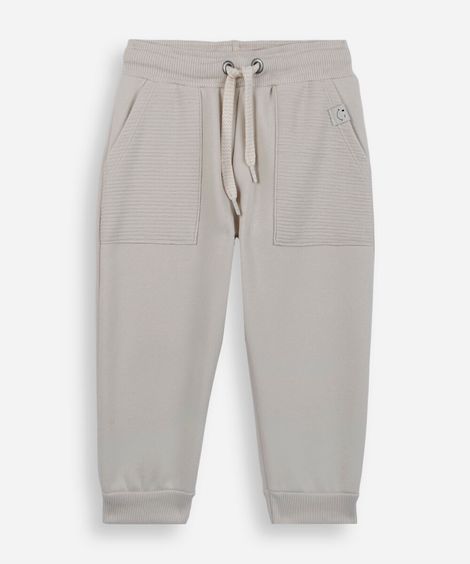 calça jogger infantil de moletom cós com cordão off white