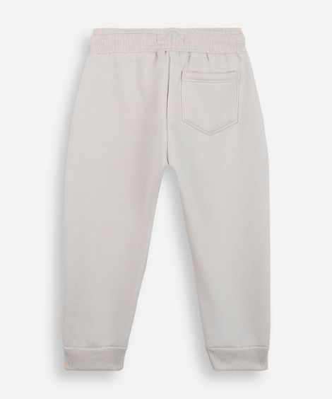 calça jogger infantil de moletom cós com cordão off white