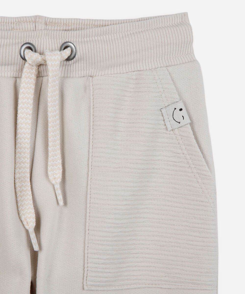 calça jogger infantil de moletom cós com cordão off white