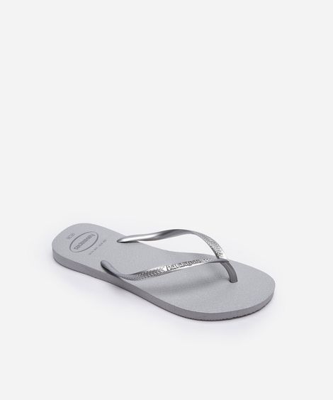 chinelo feminino havaianas slim gloss cinza