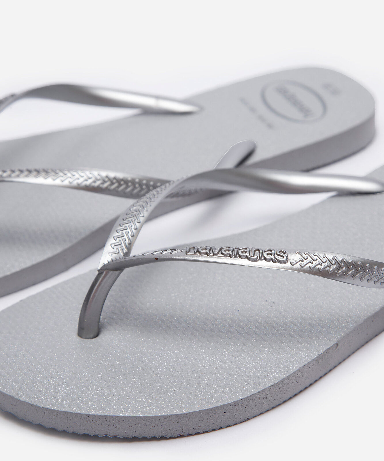 chinelo feminino havaianas slim gloss cinza