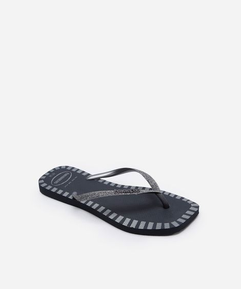 chinelo havaianas feminino square glitter contur preto