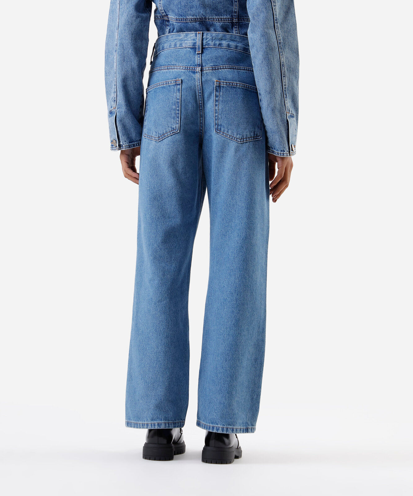 calça wide leg slim feminina jeans azul