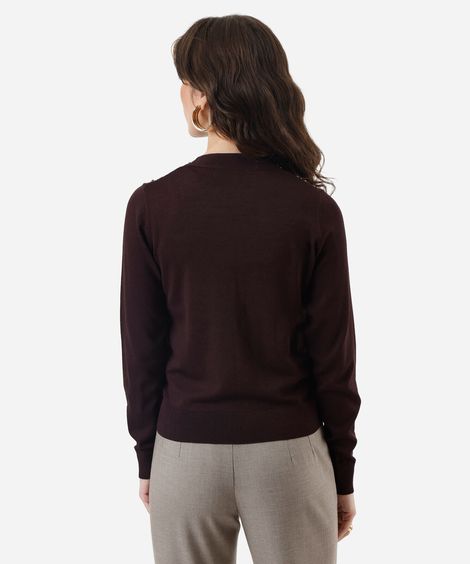 cardigan feminino de tricot com brilhos marrom