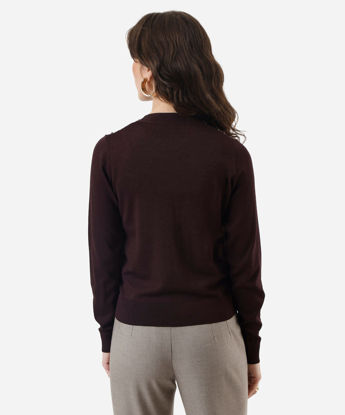cardigan feminino de tricot com brilhos marrom