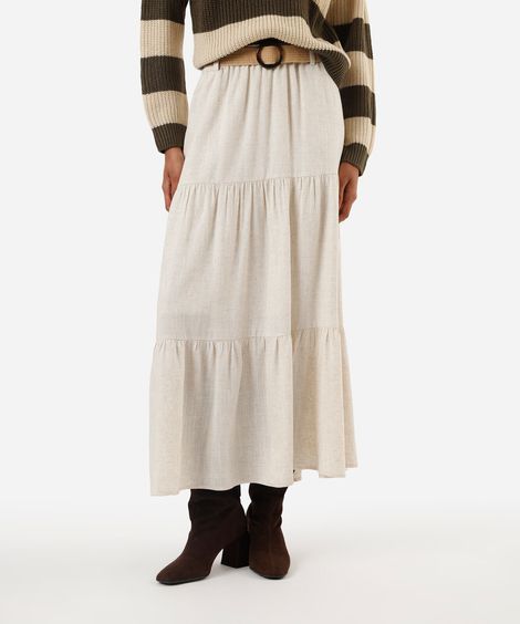 saia feminina midi marias com cinto bege