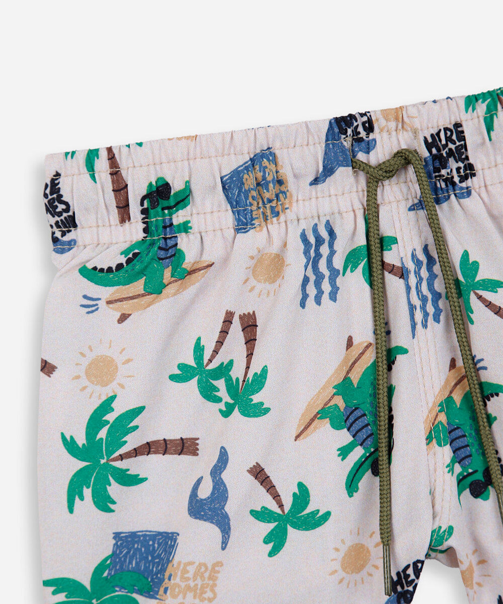 short boardshort infantil jacaré bege