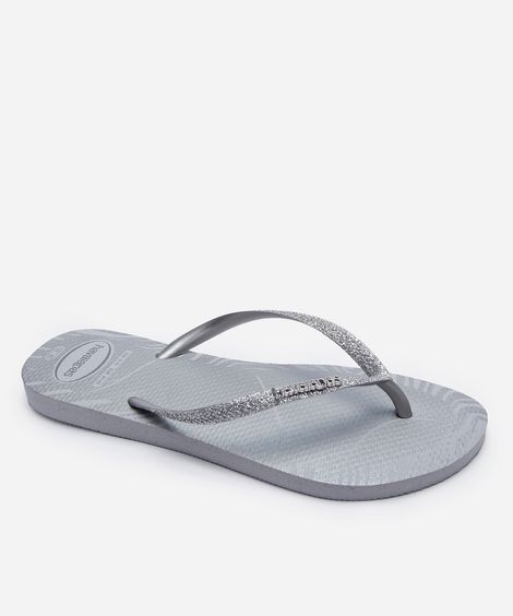 chinelo havaianas feminino glitter edge prata