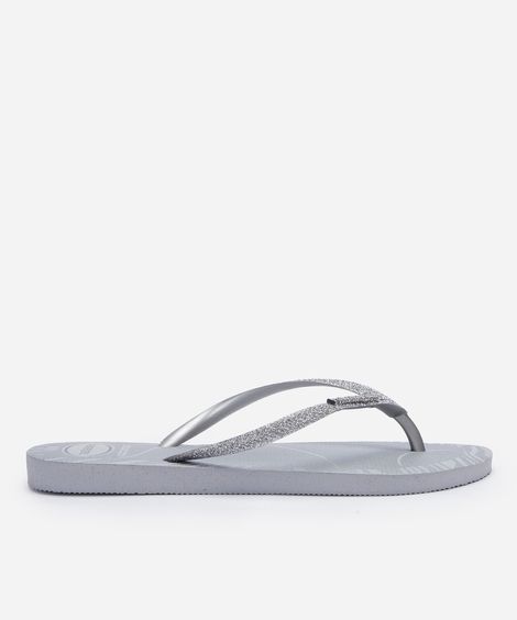 chinelo havaianas feminino glitter edge prata