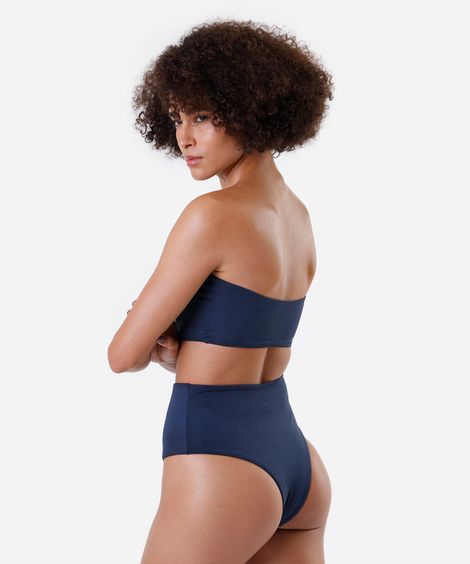 maiô sem alça feminino com recorte azul