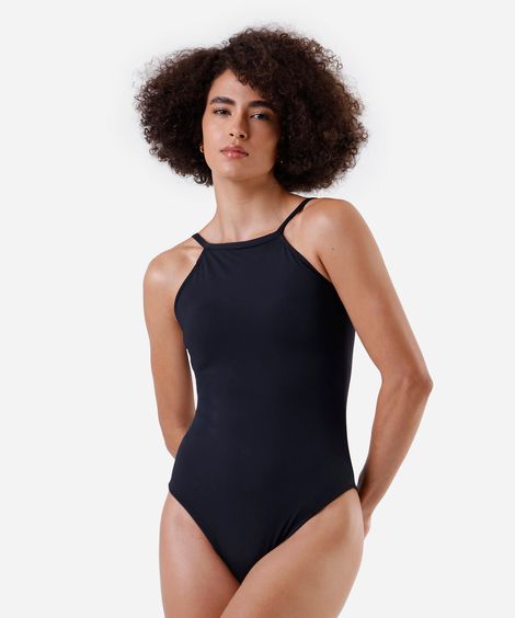 maiô halterneck feminino alça fina preto