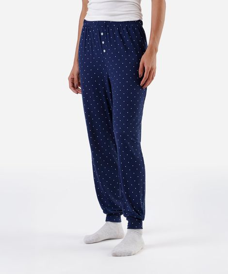 calça de pijama avulsa feminina poá azul