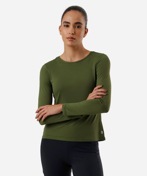blusa feminina esportiva de poliamida manga longa verde