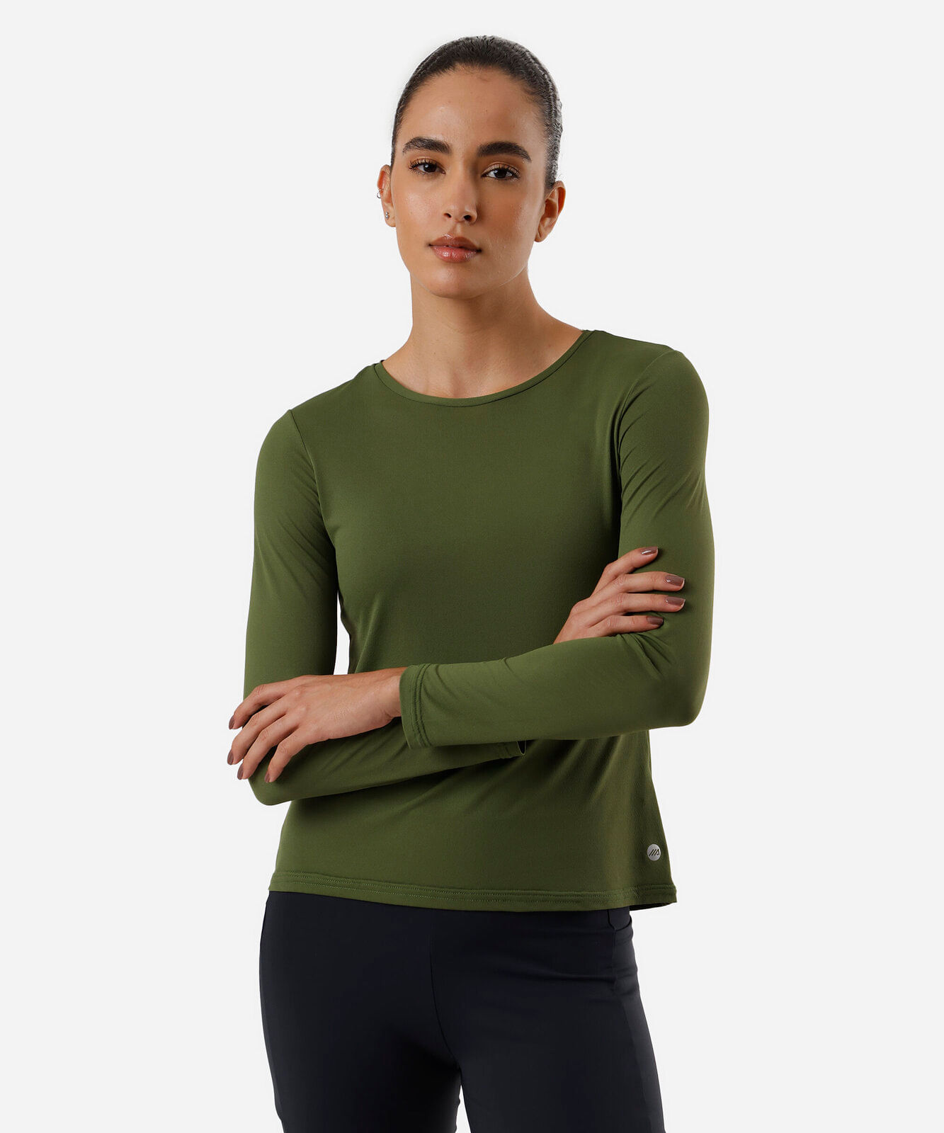 blusa feminina esportiva de poliamida manga longa verde