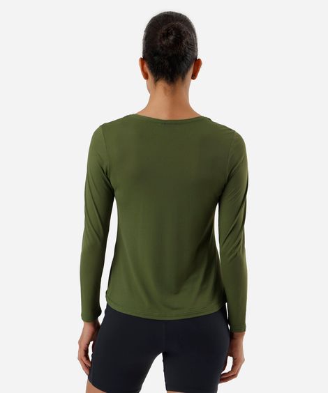 blusa feminina esportiva de poliamida manga longa verde