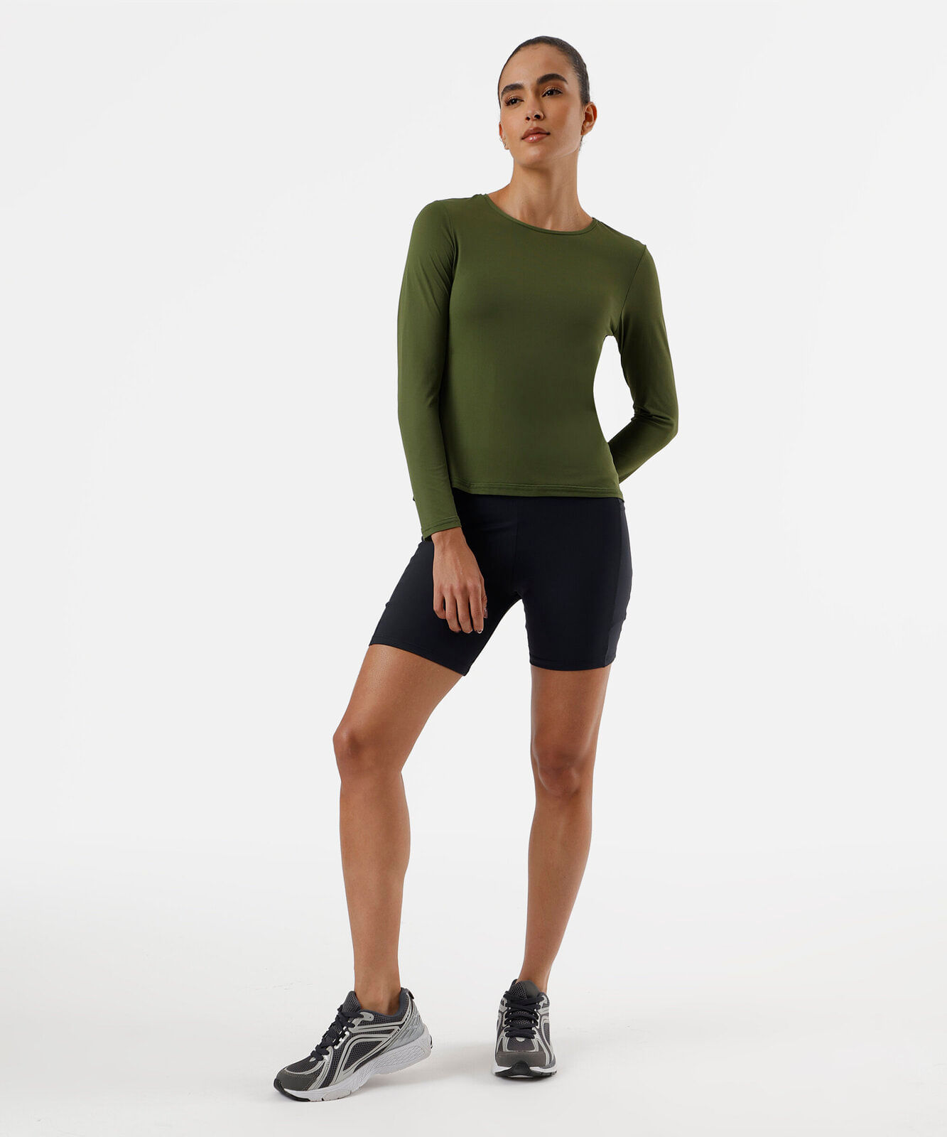 blusa feminina esportiva de poliamida manga longa verde