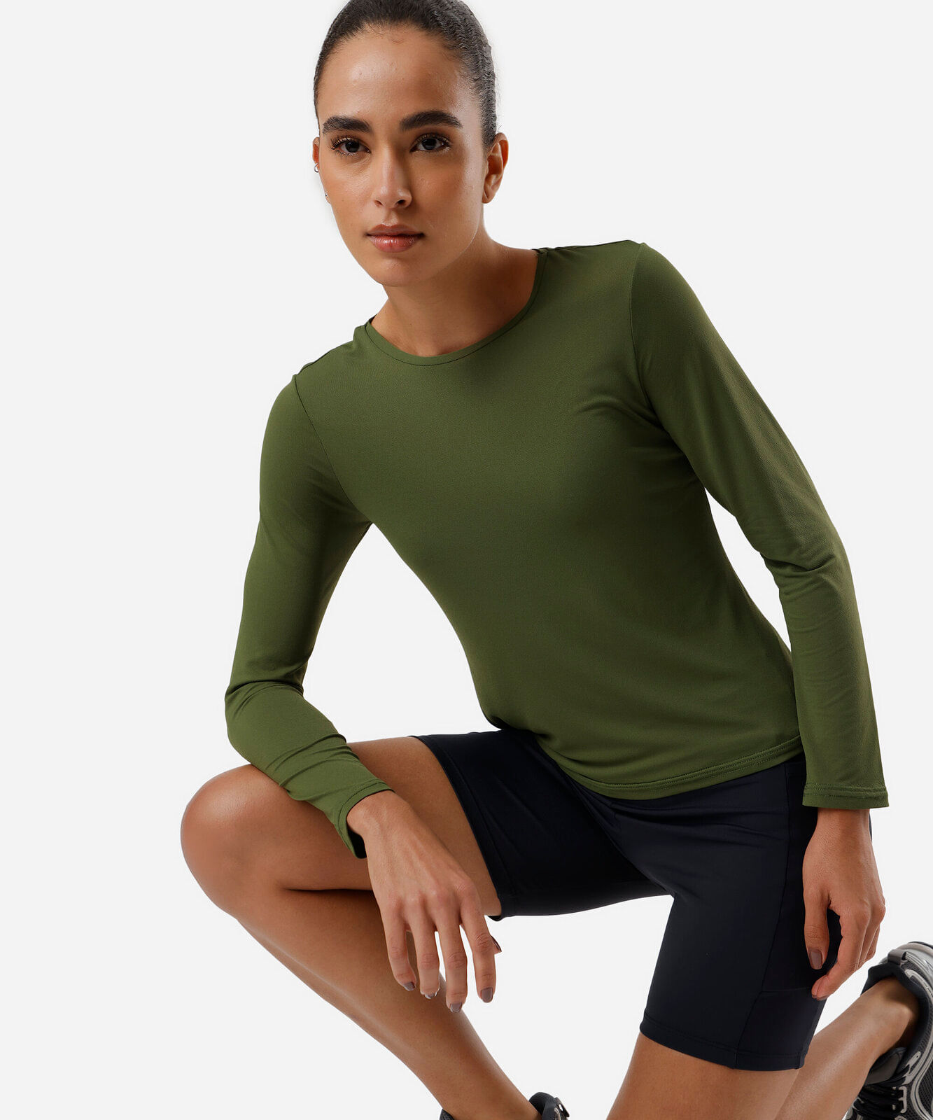 blusa feminina esportiva de poliamida manga longa verde