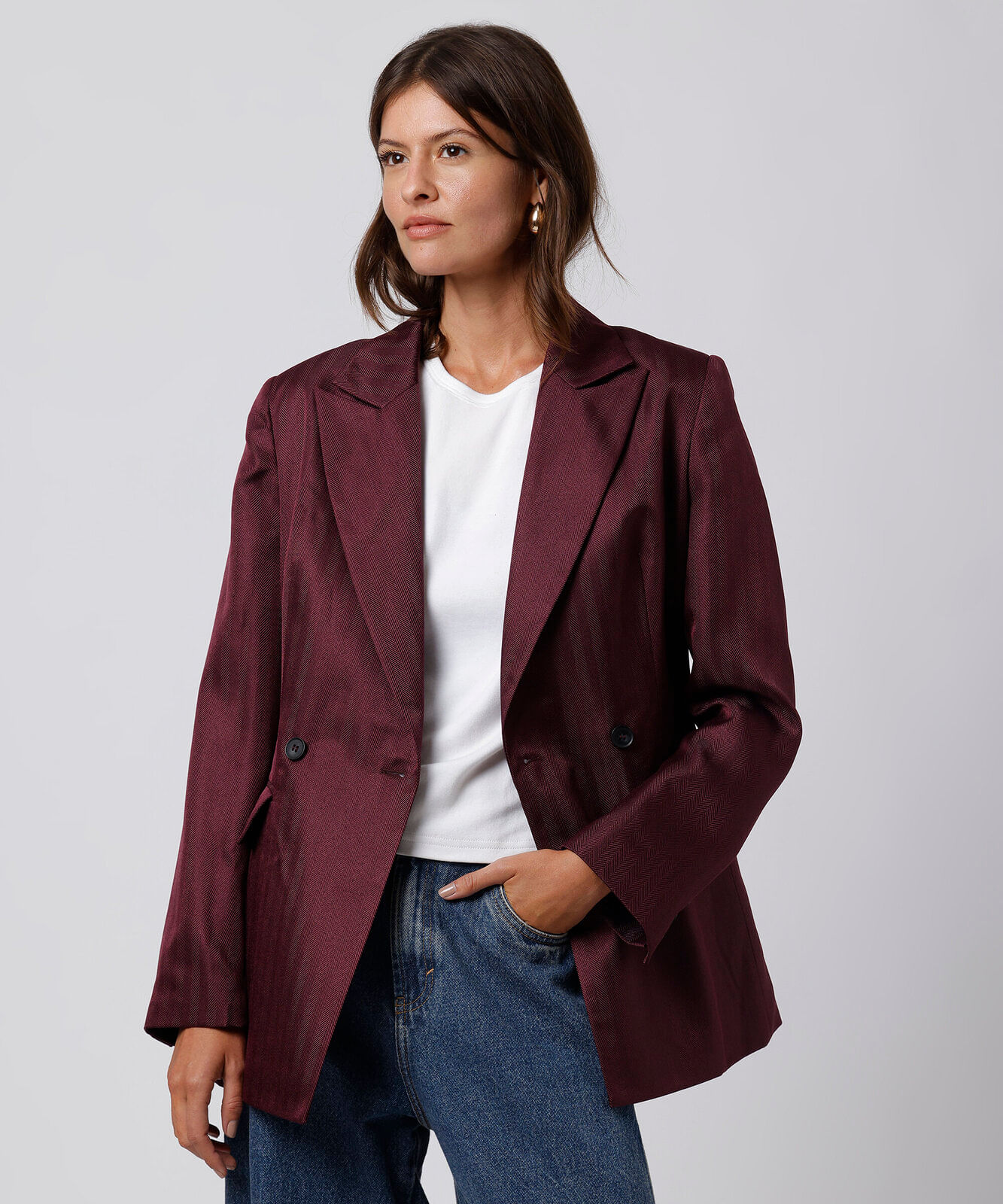 blazer de alfaiataria feminino mindset vinho