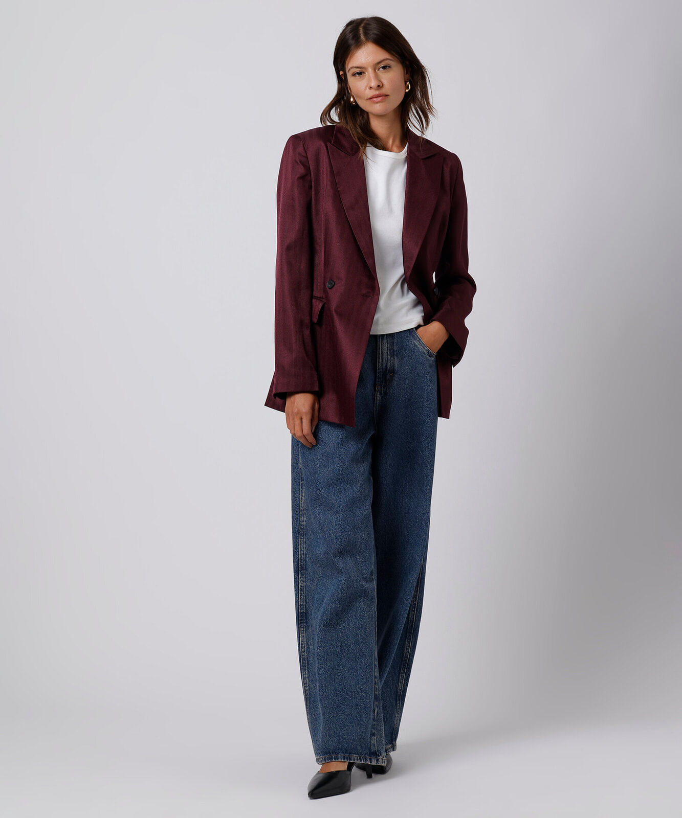 blazer de alfaiataria feminino mindset vinho