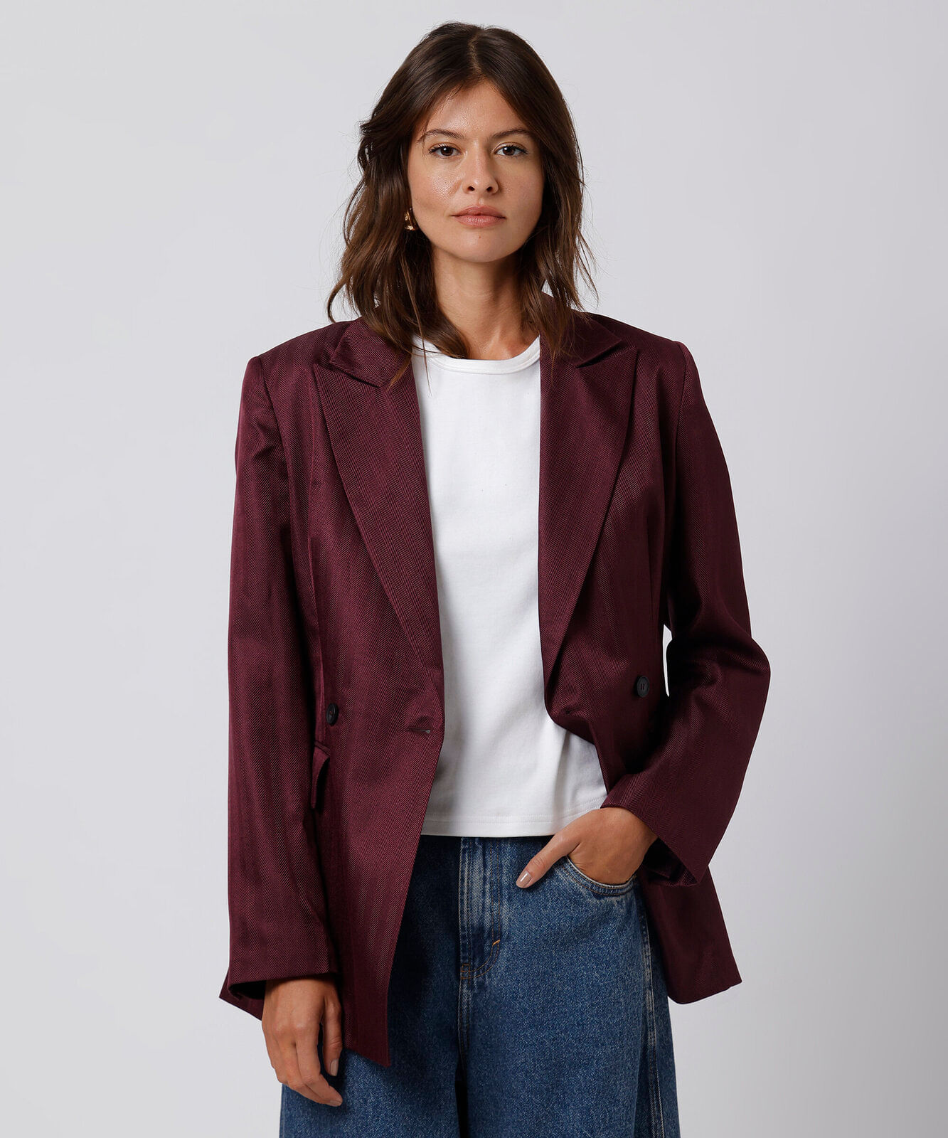 blazer de alfaiataria feminino mindset vinho