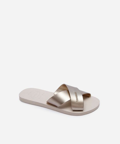 rasteirinha havaianas aqua metallic bege