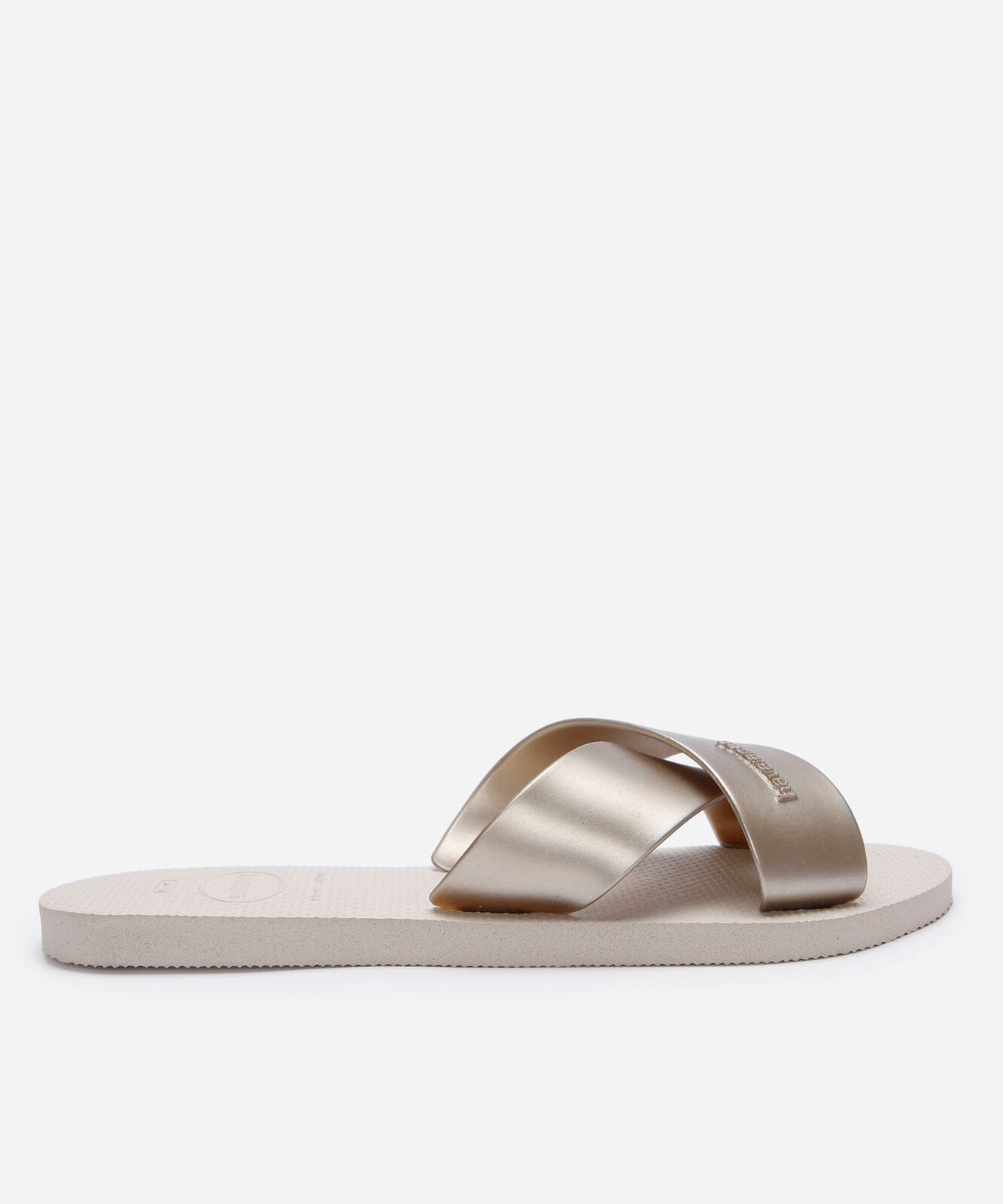 rasteirinha havaianas aqua metallic bege