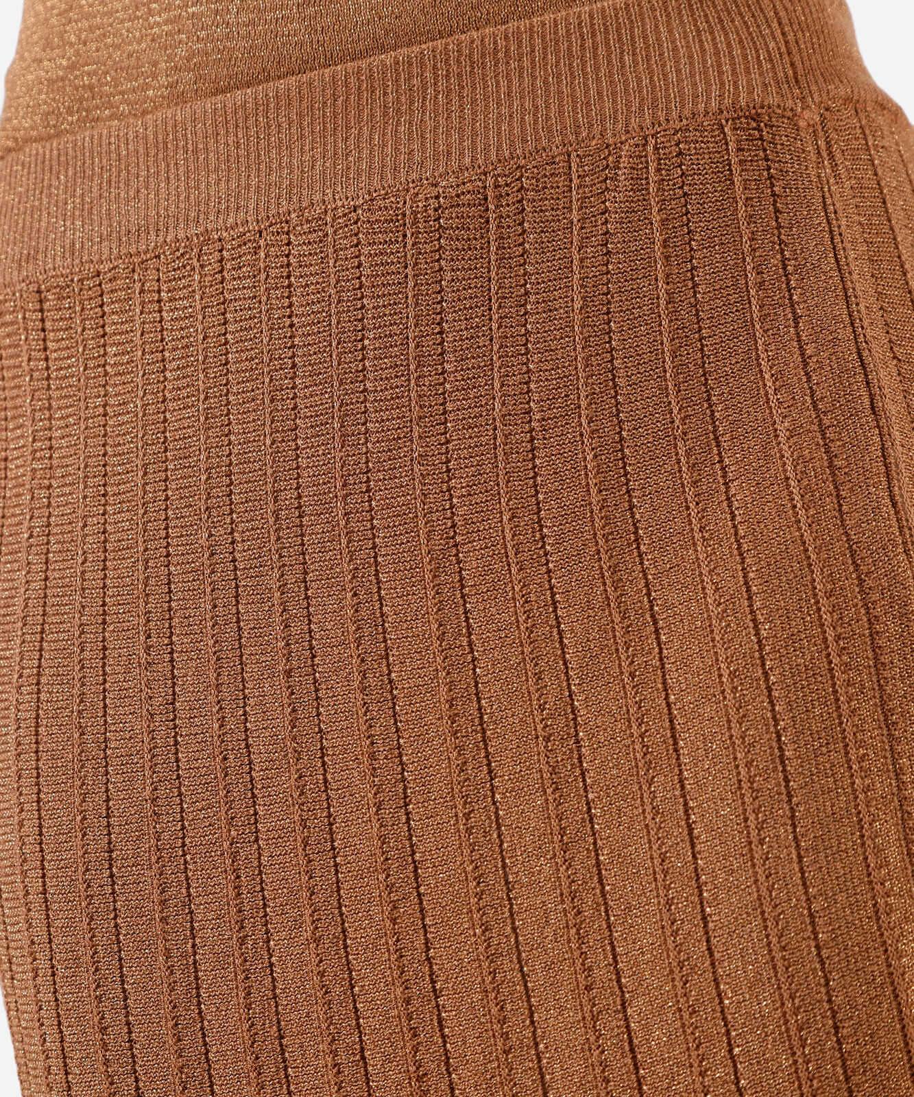 saia longa feminina de tricot canelada marrom