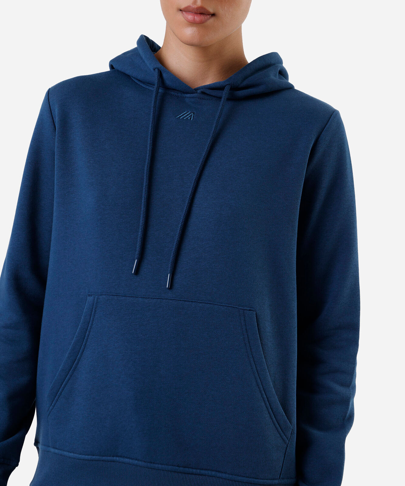 blusa feminina de moletom com capuz e bolso azul