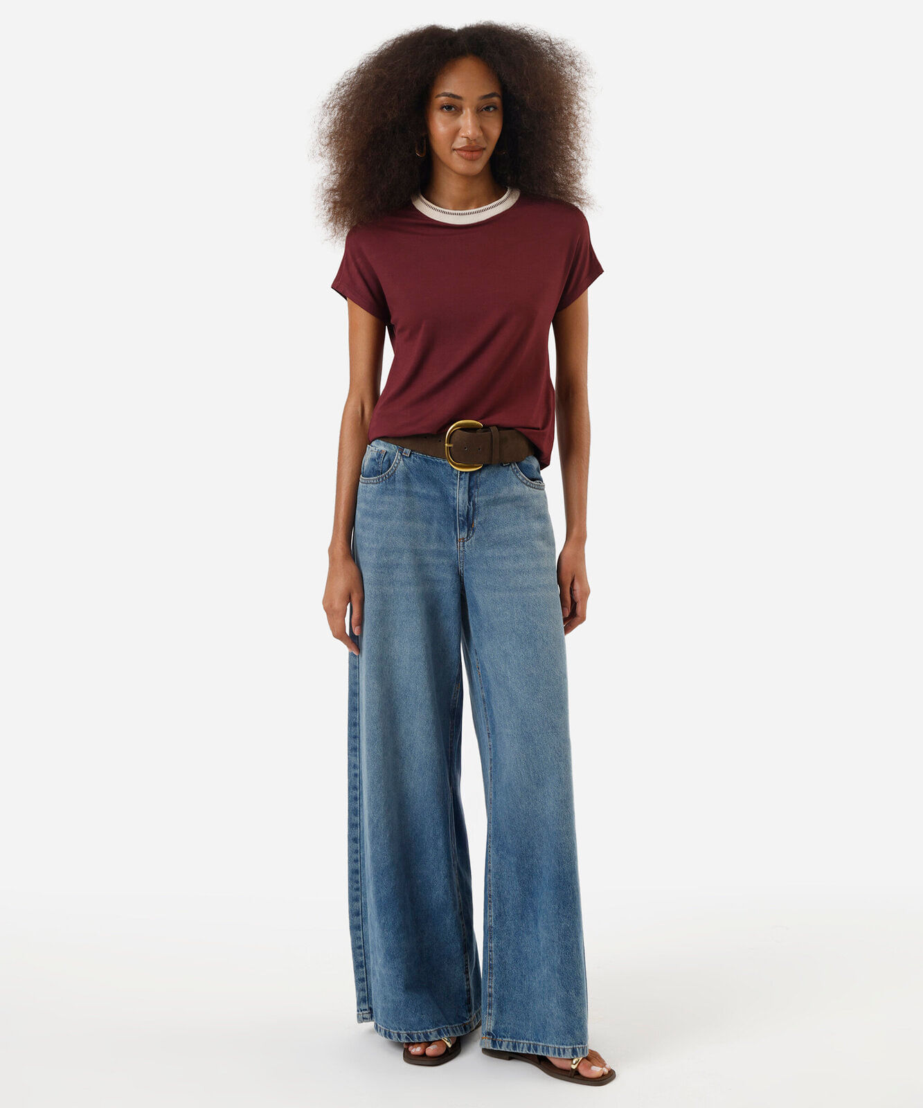 blusa feminina de viscose manga curta vinho