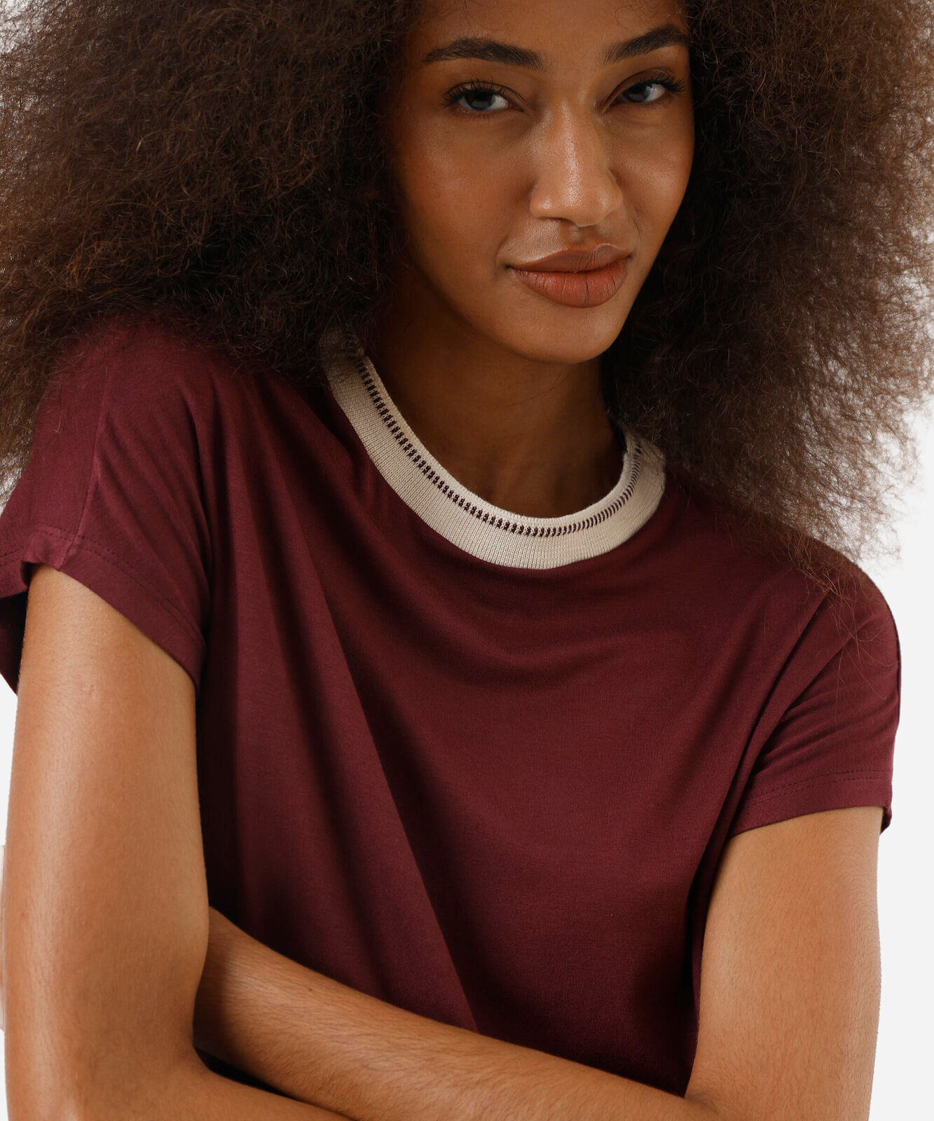 blusa feminina de viscose manga curta vinho