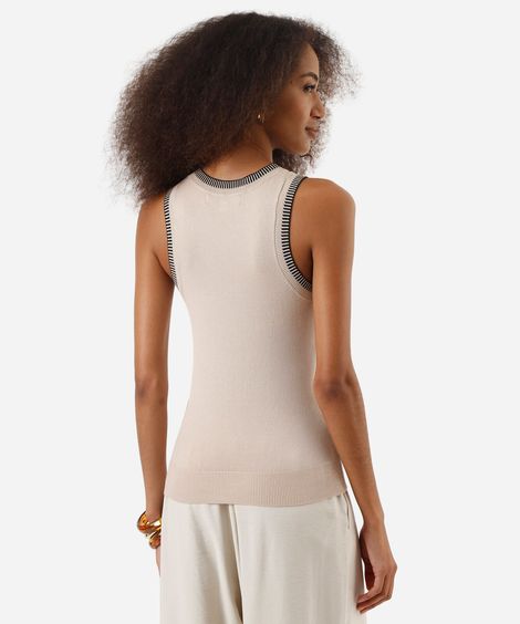 regata feminina de tricot bege