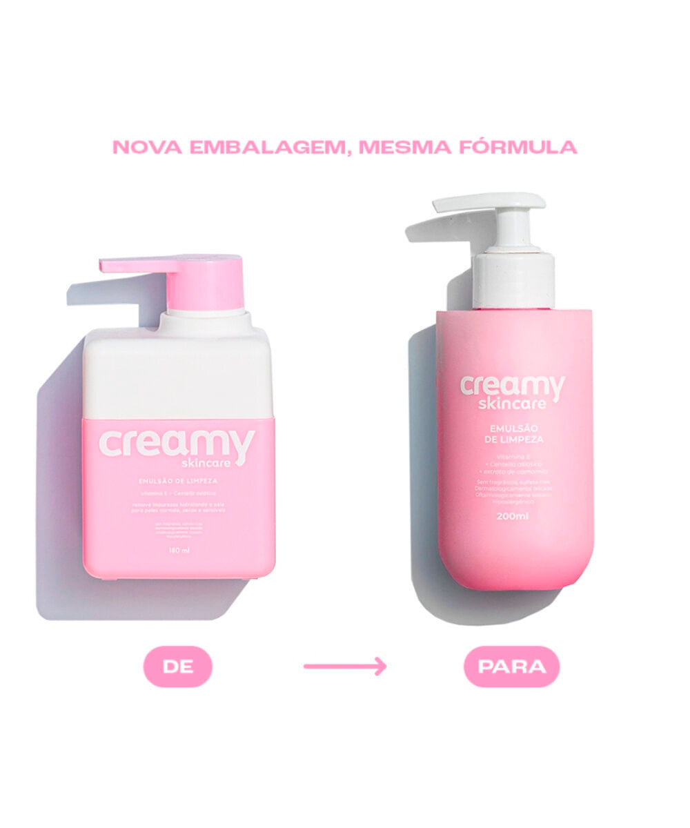 emulsão creamy de limpeza facial 200ml