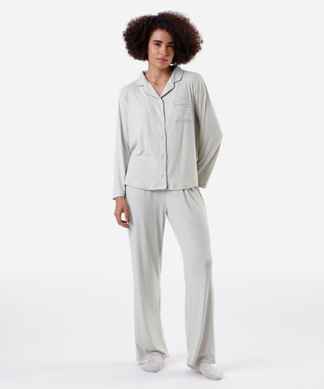 pijama americano feminino canelado verde