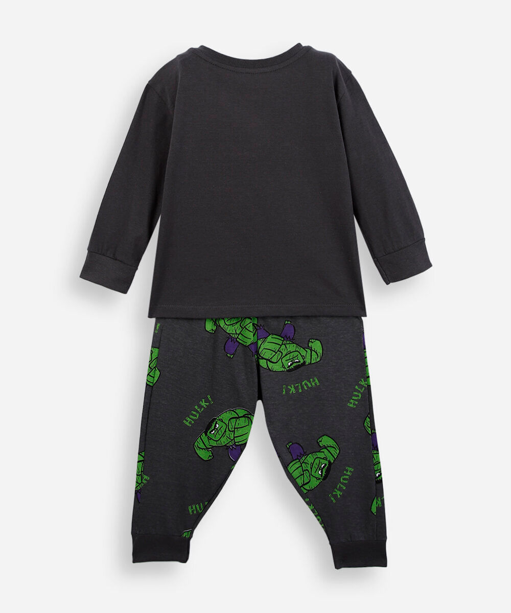 pijama longo infantil de algodão hulk cinza