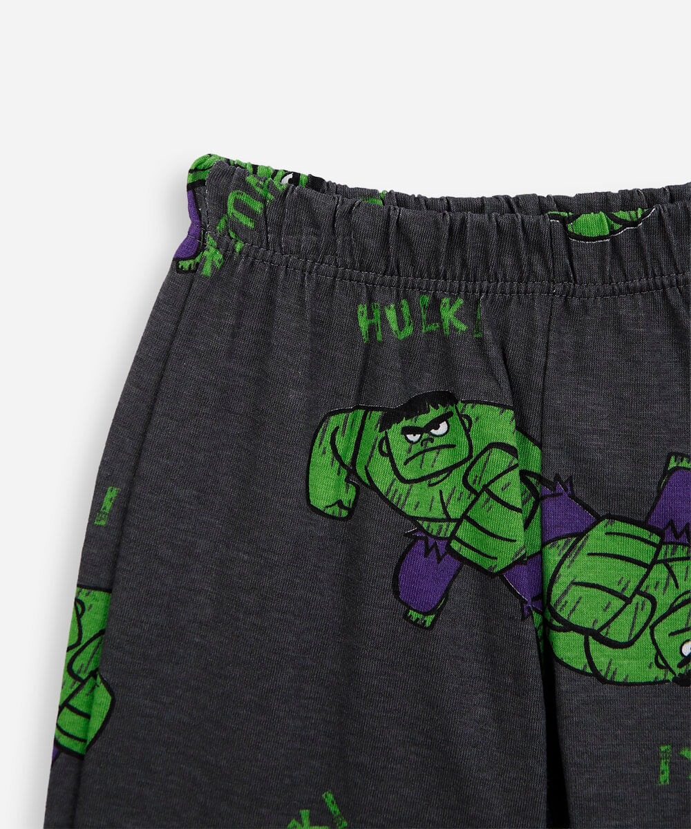 pijama longo infantil de algodão hulk cinza