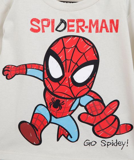 pijama longo infantil de algodão homem aranha bege