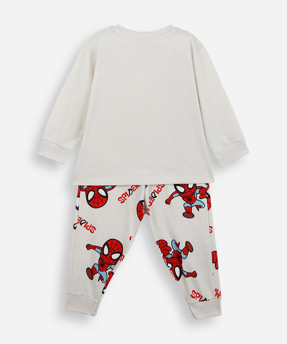 pijama longo infantil de algodão homem aranha bege