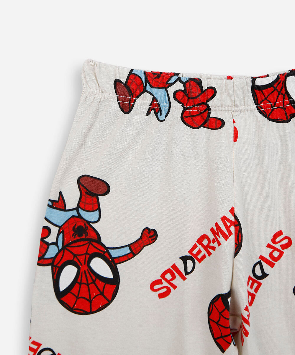 pijama longo infantil de algodão homem aranha bege