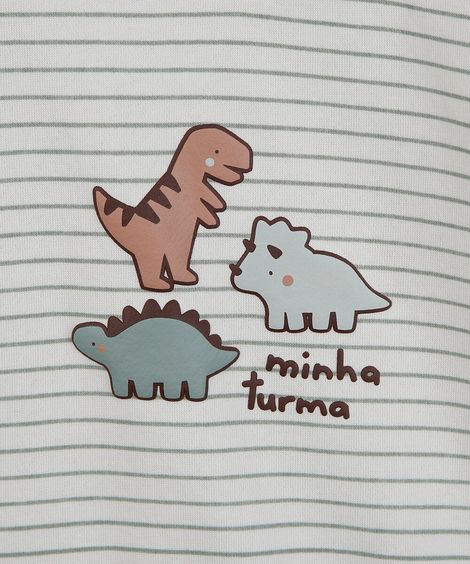 conjunto longo infantil de moletom dino listrado verde