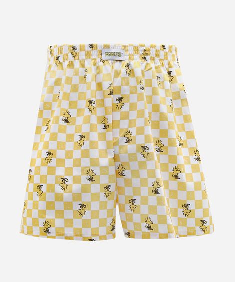 cueca samba canção de algodão peanuts xadrez amarela