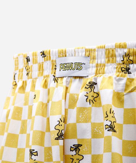 cueca samba canção de algodão peanuts xadrez amarela