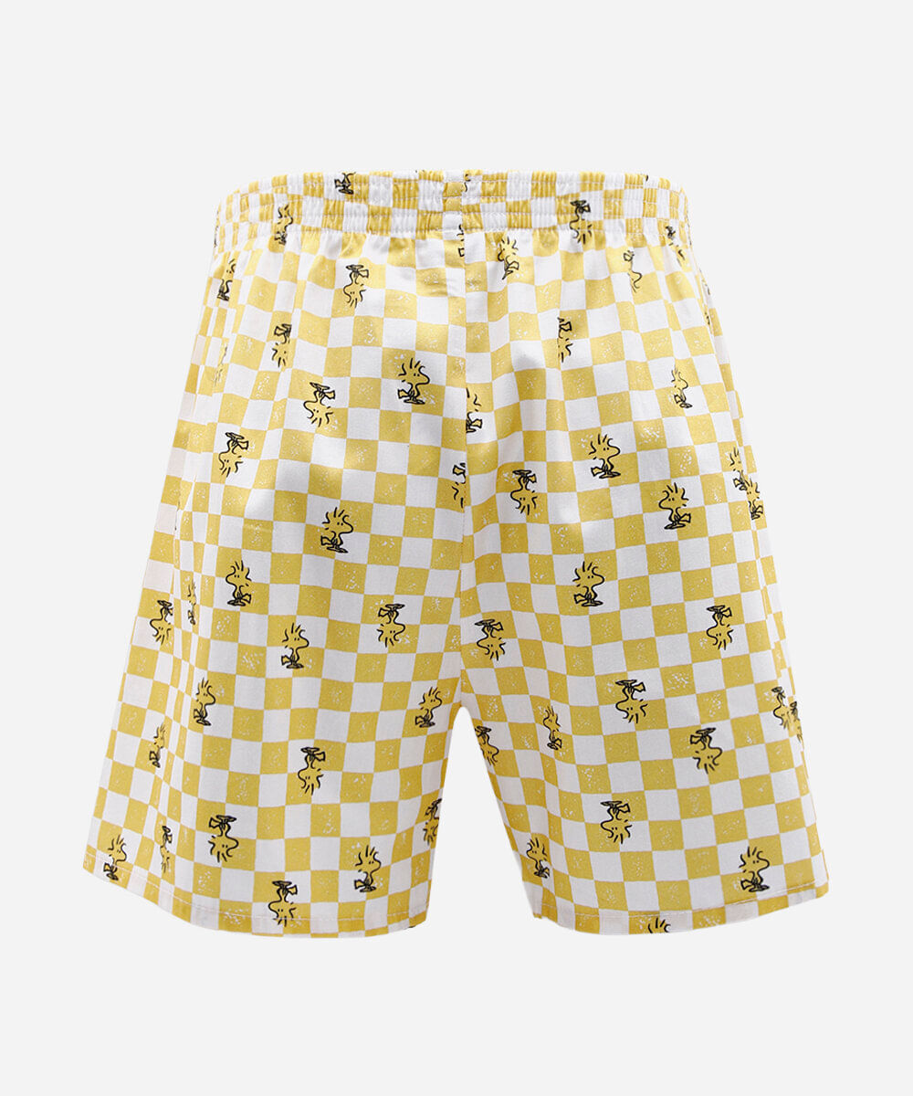 cueca samba canção de algodão peanuts xadrez amarela