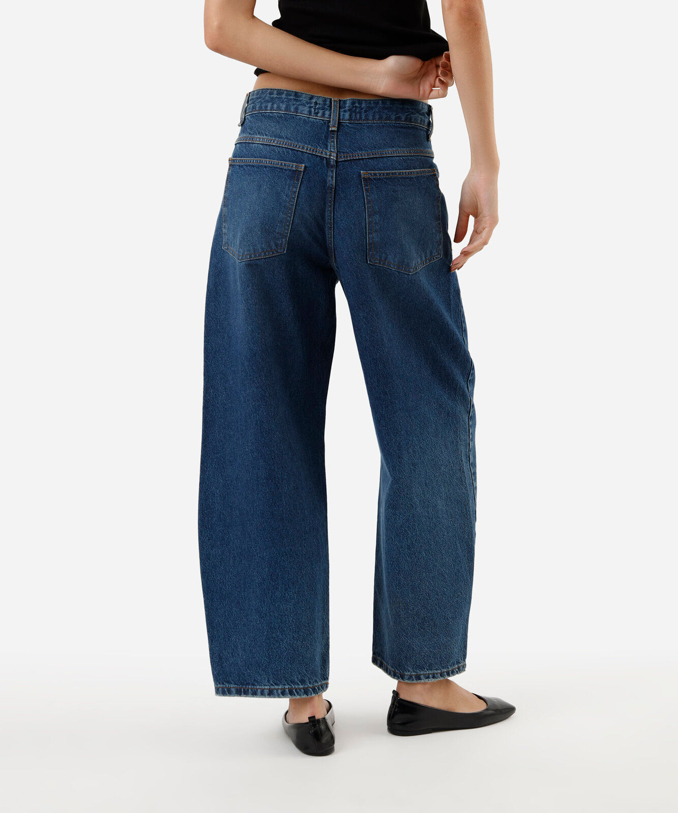 calça baggy feminina jeans cintura média azul