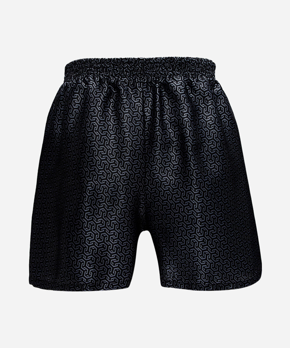 cueca samba canção masculina estampada acetinada preta