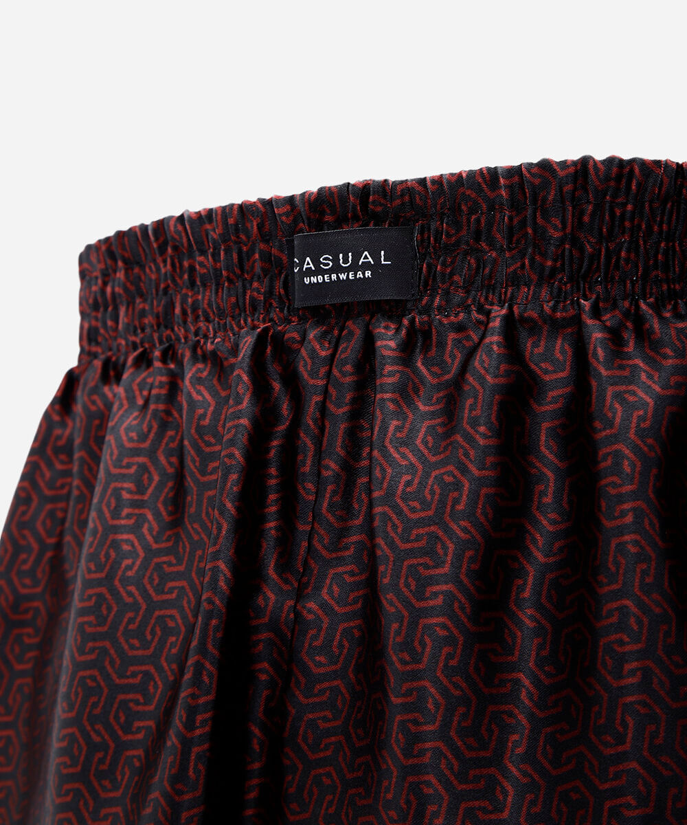 cueca samba canção masculina estampada acetinada vinho