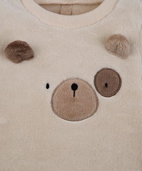 conjunto longo infantil de plush cachorrinho bege
